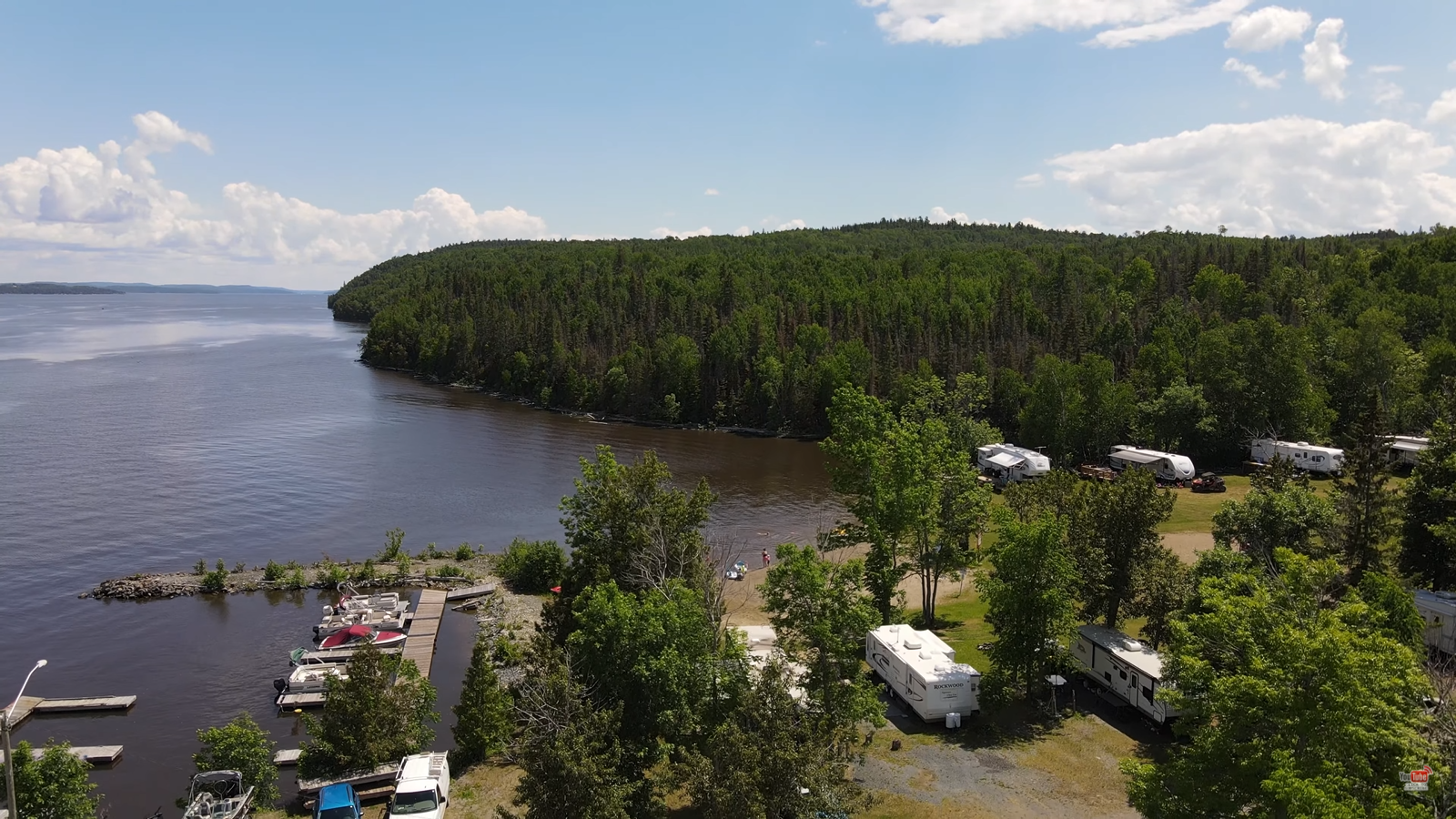 Bucke Park campground with campers and beach