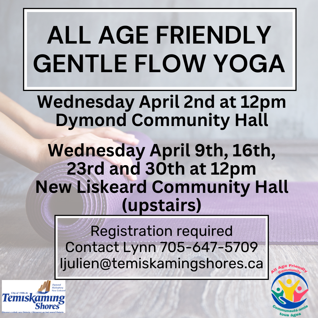 All Age Friendly Gentle Flow Yoga April Schedule