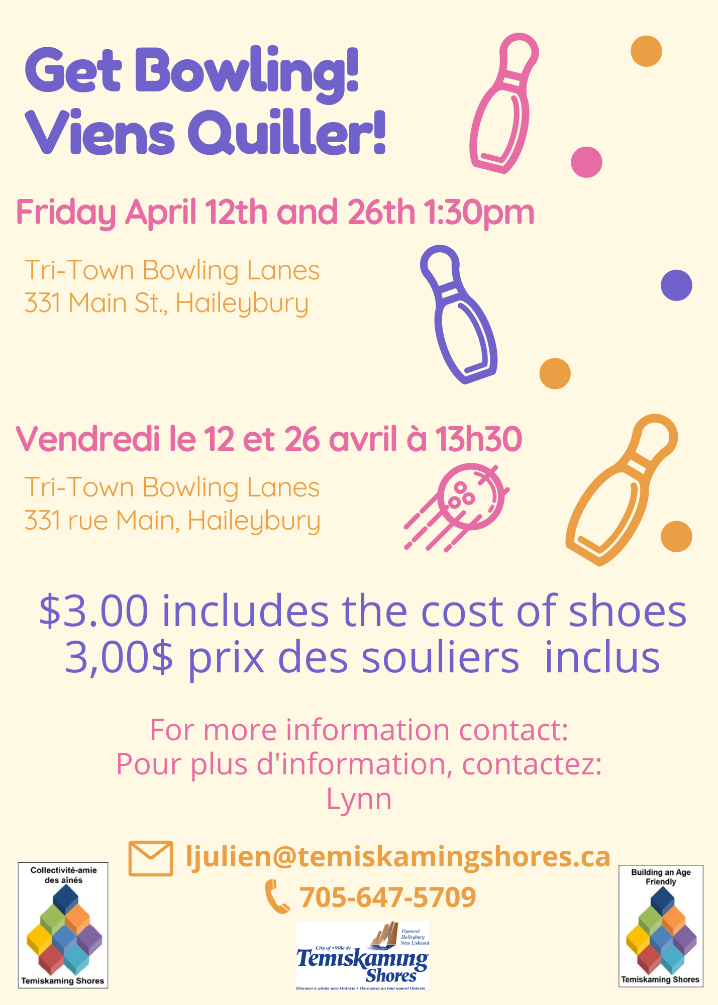 All Age Friendly April Bowling Schedule
