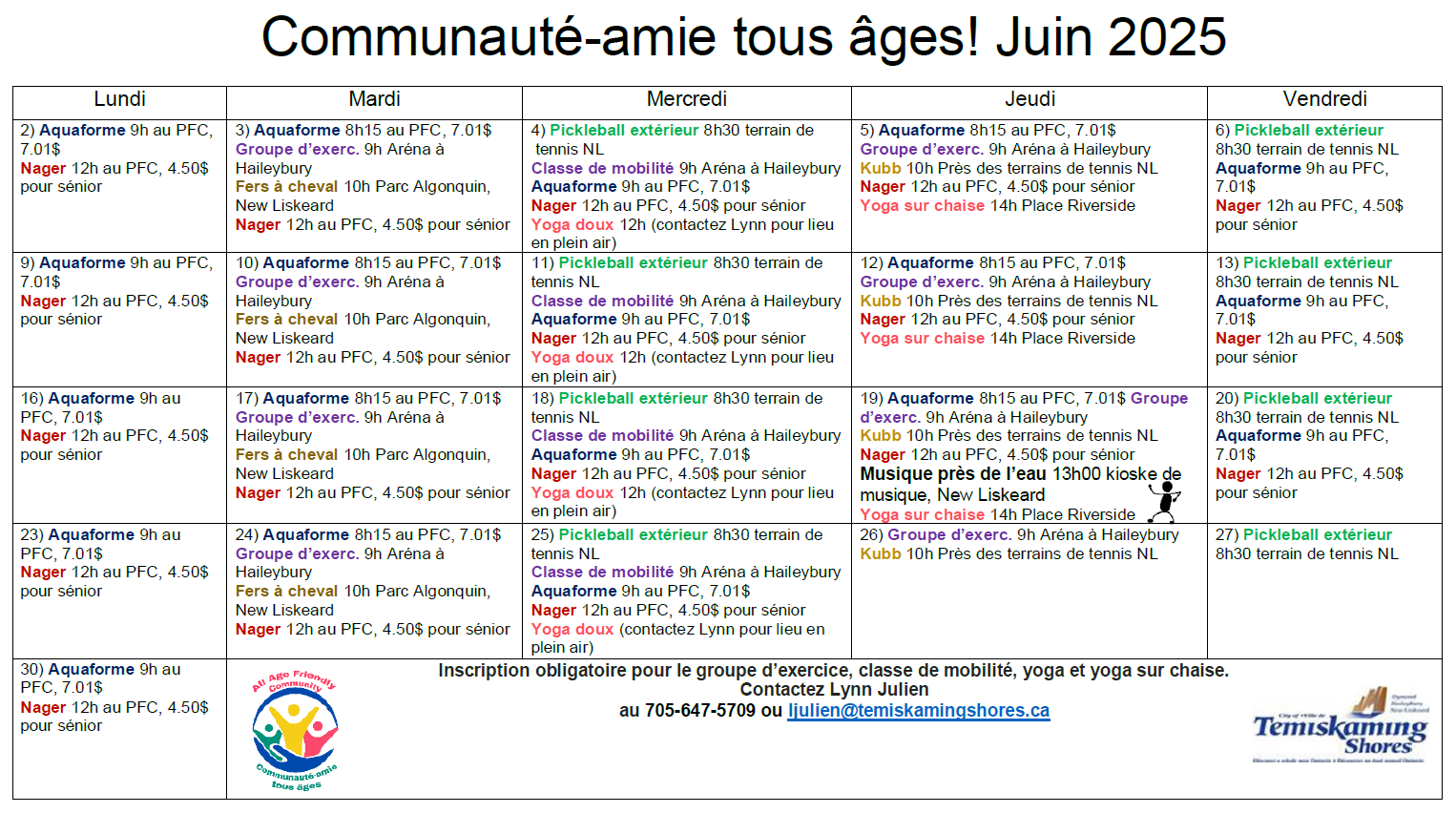 All Age Friendly French June Calendar