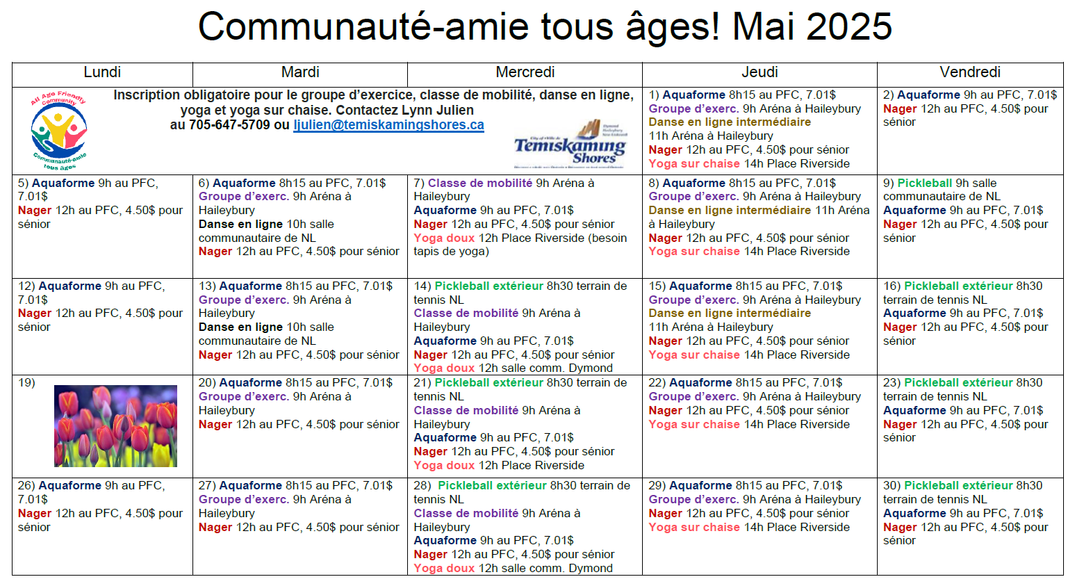 All Age Friendly French May Calendar