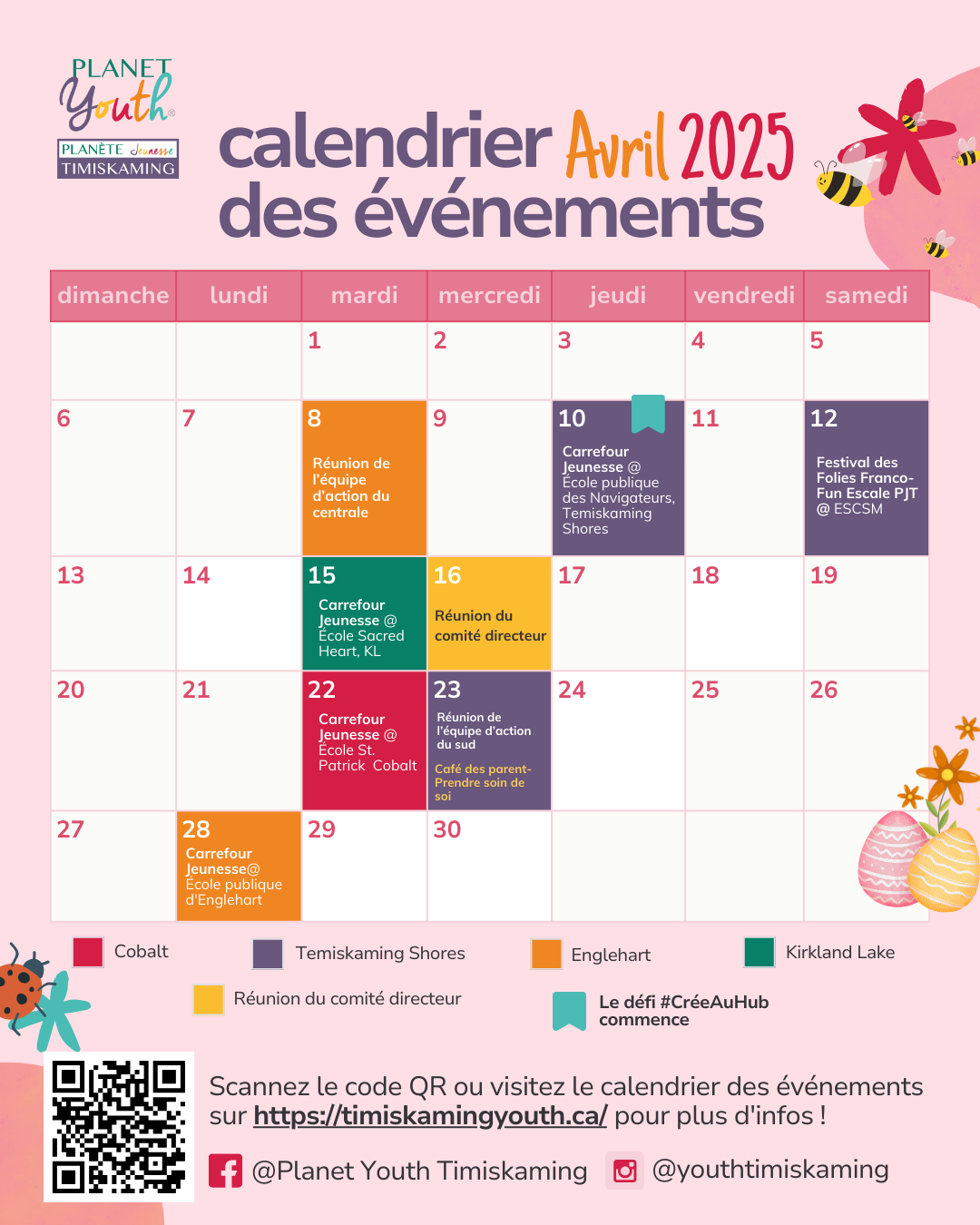 Planet Youth Hub April Calendar French