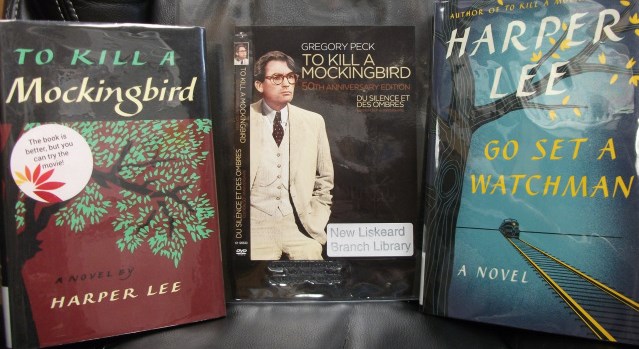 To Kill a Mockingbird book and movie cover, and Go Set a Watchman book