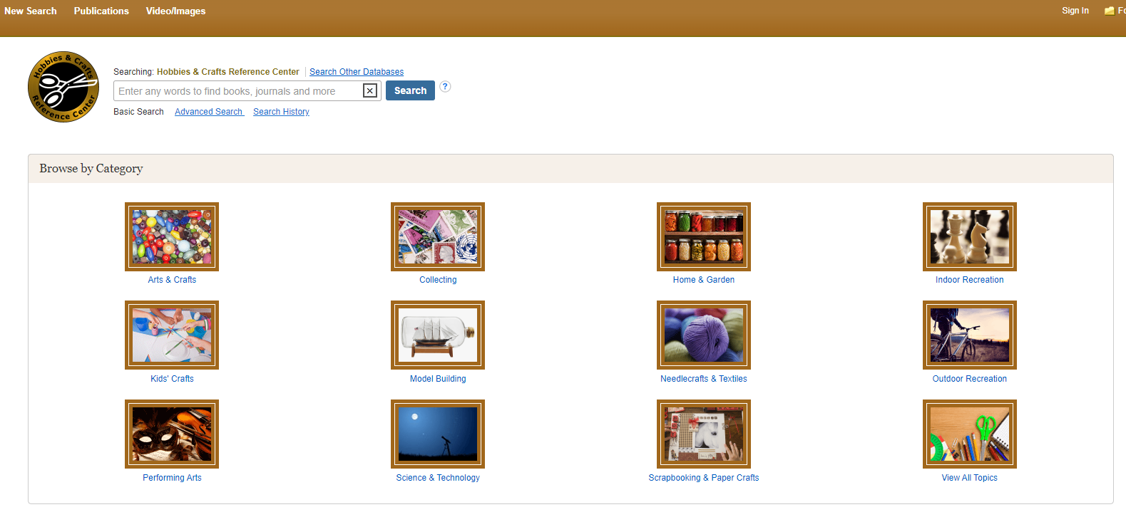 Hobby and Craft Reference Centre home page