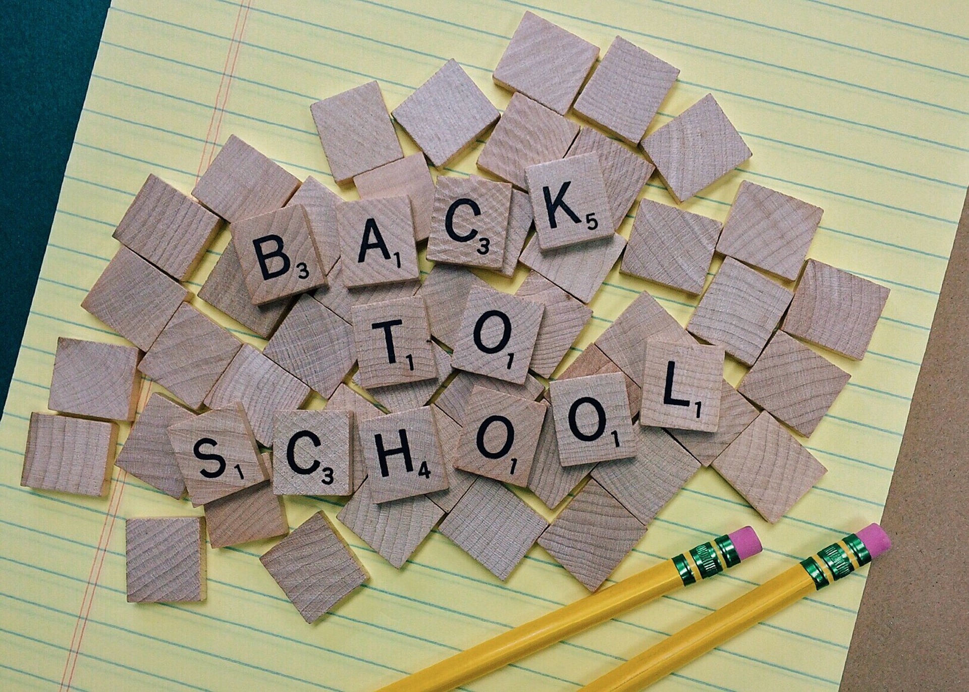 Back To School Spelled with Tiles