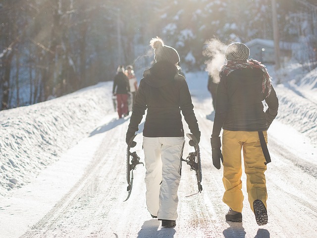 People walking outside in the snow
