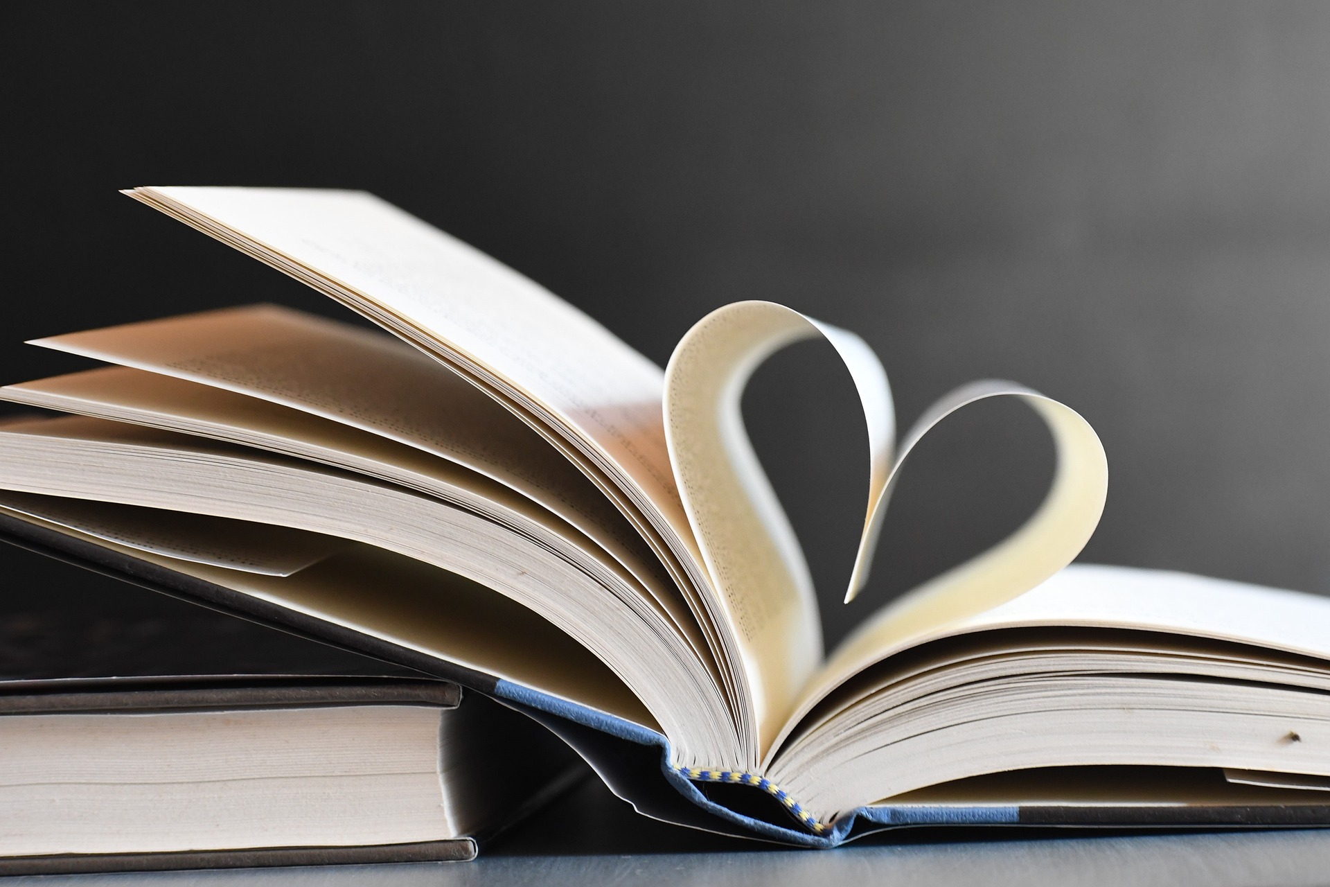 Open book with pages forming a heart