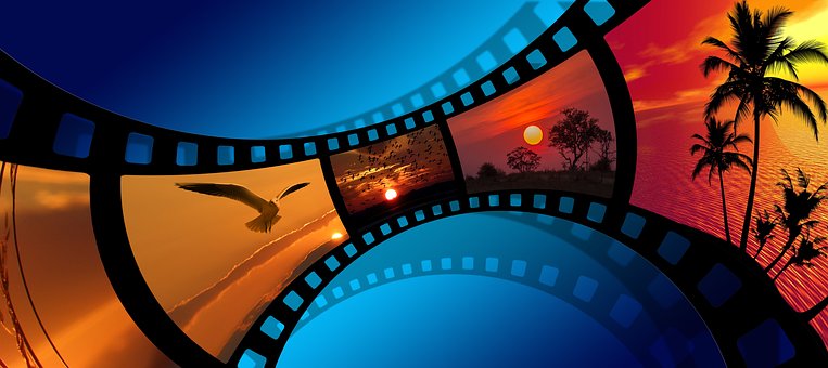 Film strip with scenery shots