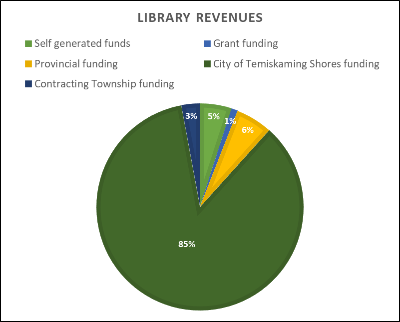 Pie chart of library revenues for 2020