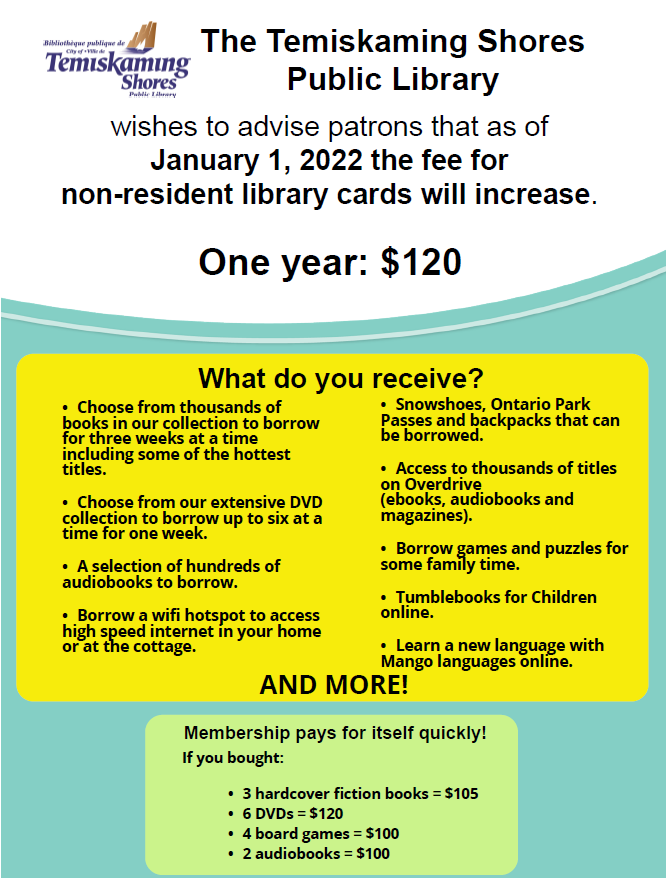 Non-resident fee increase poster