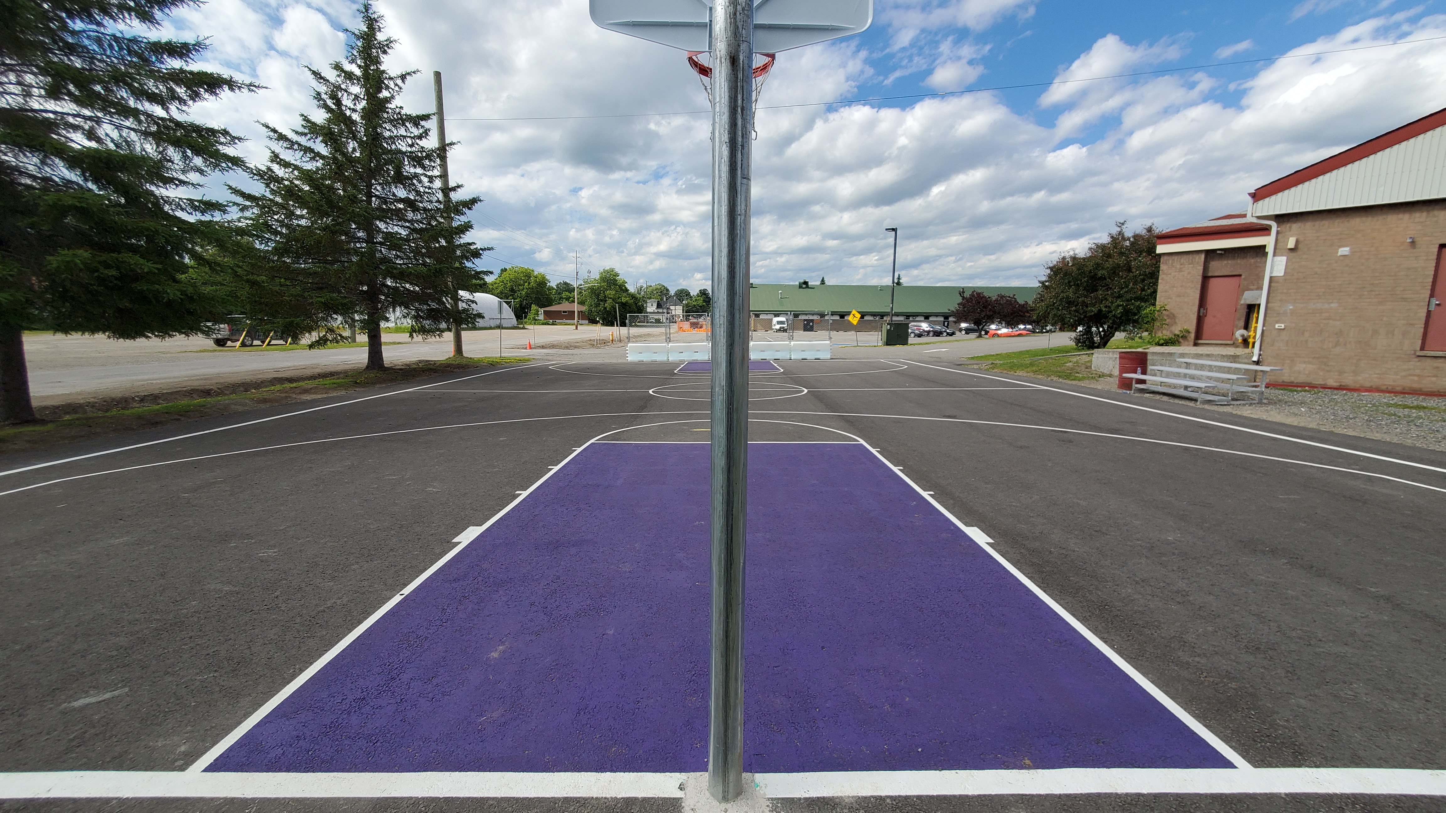 Basketball net and half court