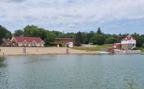 View of the Haileybury beach and waterslide