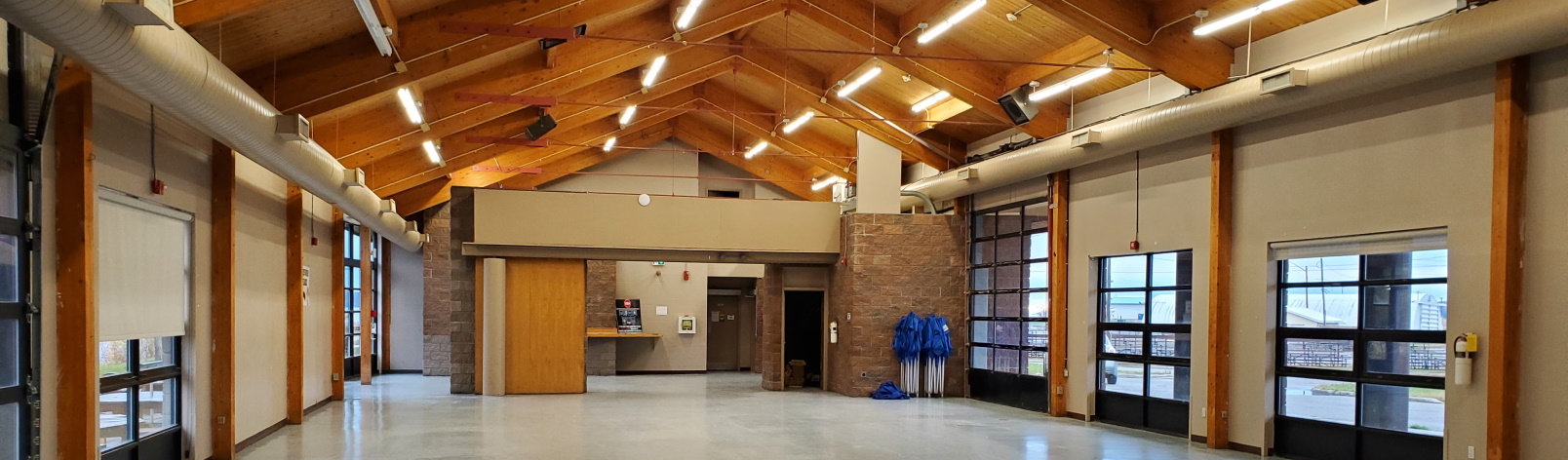 Empty interior of Riverside Place Hall