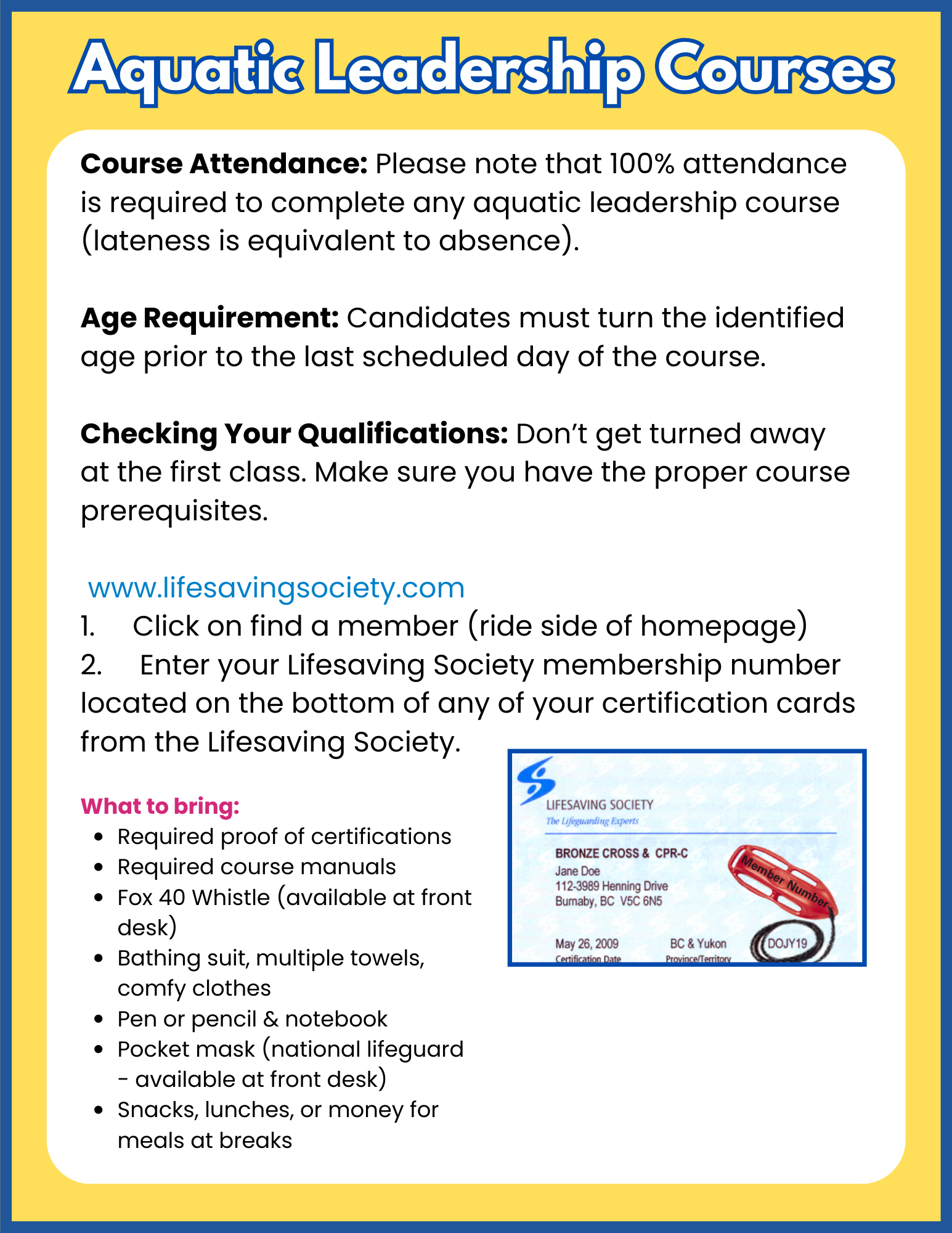 Aquatic Leadership Courses